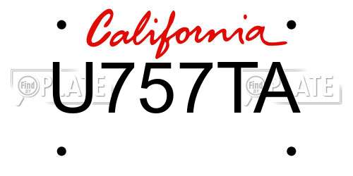 U757TA California License Plate