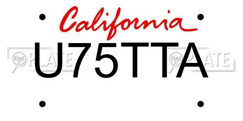 U75TTA California License Plate