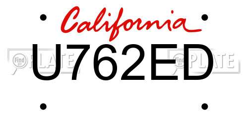 U762ED California License Plate
