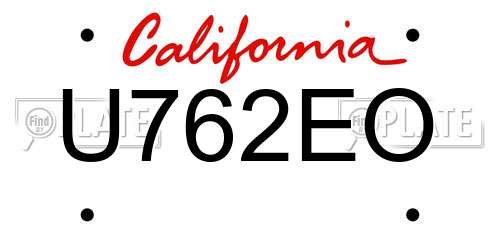 U762EO California License Plate