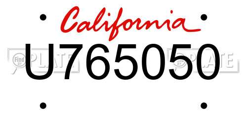 U765050 California License Plate
