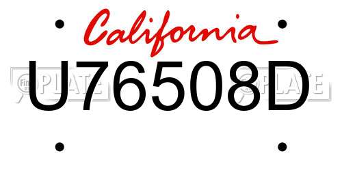 U76508D California License Plate