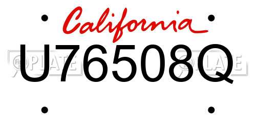 U76508Q California License Plate