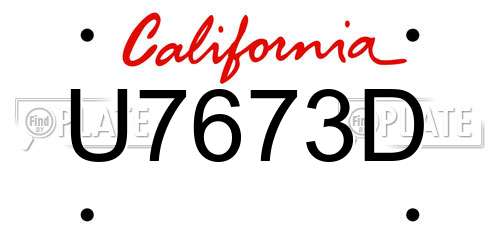 U7673D California License Plate