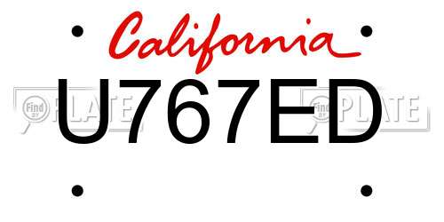 U767ED California License Plate