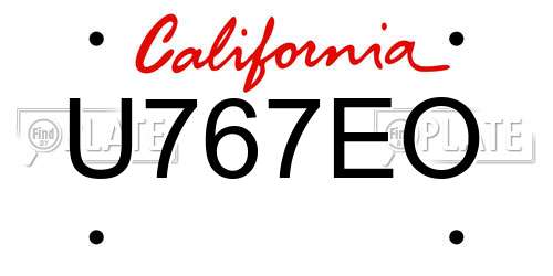 U767EO California License Plate