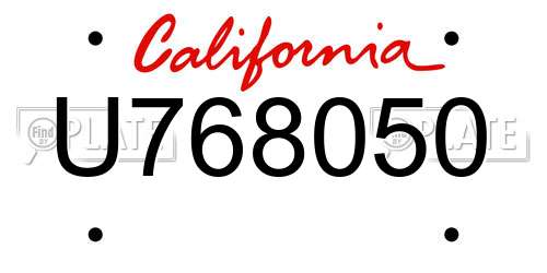 U768050 California License Plate