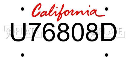 U76808D California License Plate