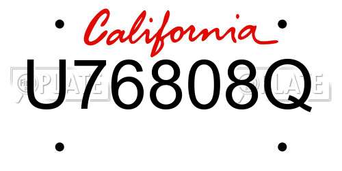 U76808Q California License Plate