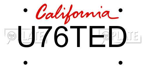 U76TED California License Plate