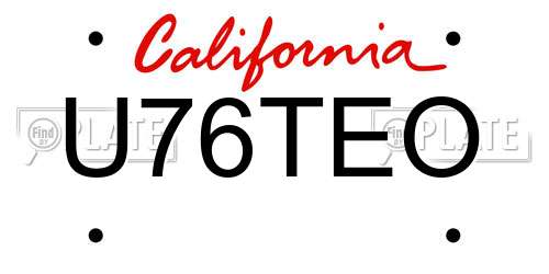 U76TEO California License Plate