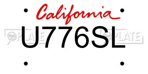 U776SL California License Plate
