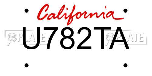 U782TA California License Plate