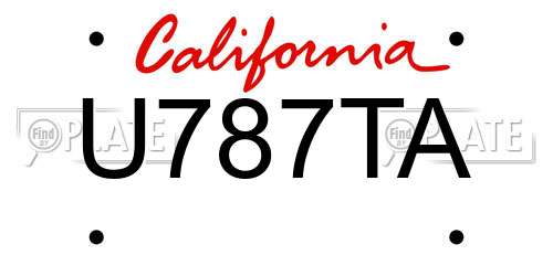 U787TA California License Plate