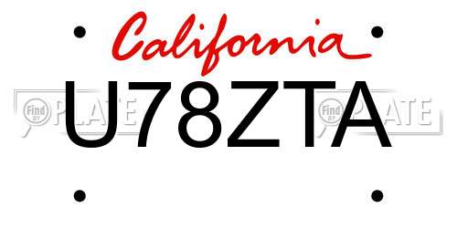 U78ZTA California License Plate