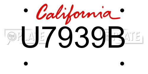 U7939B California License Plate