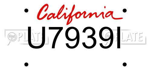 U7939I California License Plate