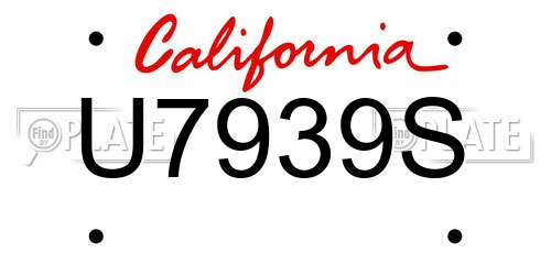 U7939S California License Plate