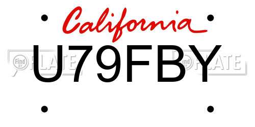 U79FBY California License Plate