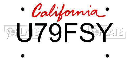 U79FSY California License Plate