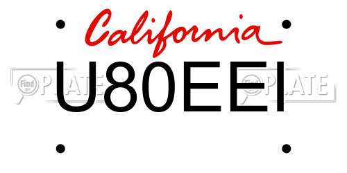 U80EEI California License Plate