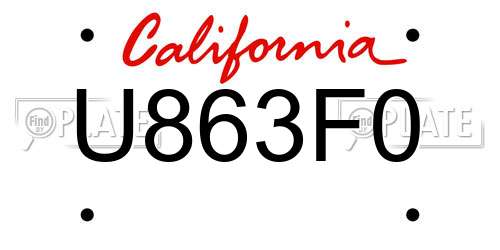 U863F0 California License Plate