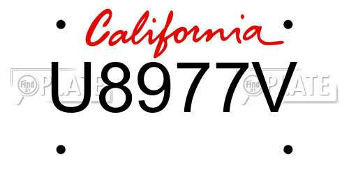 U8977V California License Plate