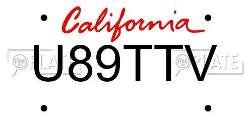 U89TTV California License Plate