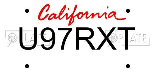 U97RXT California License Plate