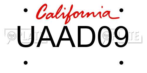 UAAD09 California License Plate