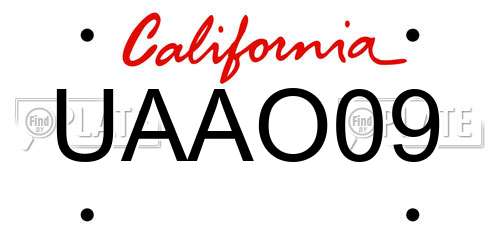 UAAO09 California License Plate