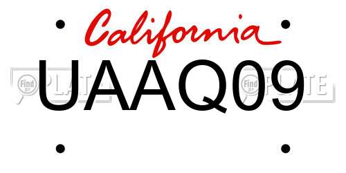 UAAQ09 California License Plate