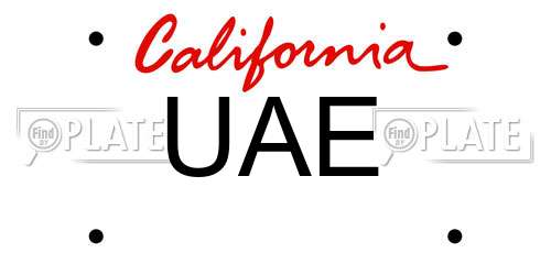 UAE California License Plate
