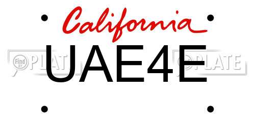 UAE4E California License Plate