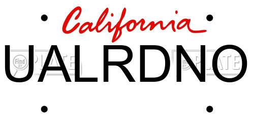 UALRDNO California License Plate