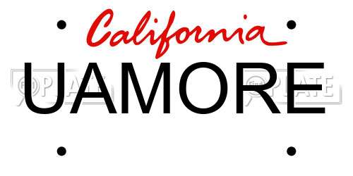 UAMORE California License Plate