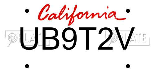 UB9T2V California License Plate