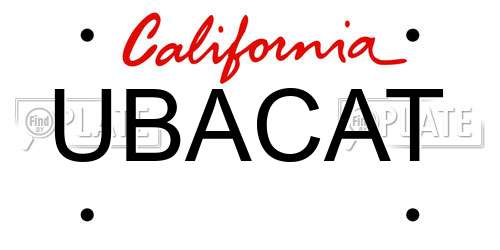 UBACAT California License Plate