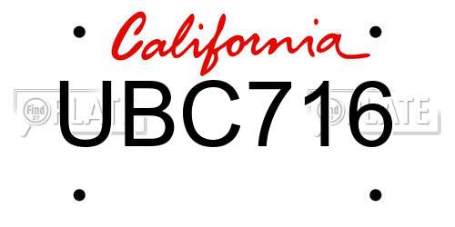 UBC716 California License Plate