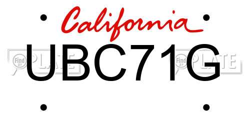 UBC71G California License Plate