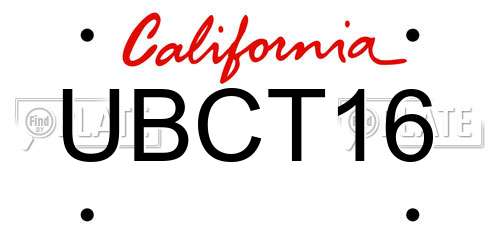 UBCT16 California License Plate