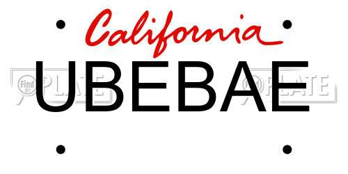 UBEBAE California License Plate