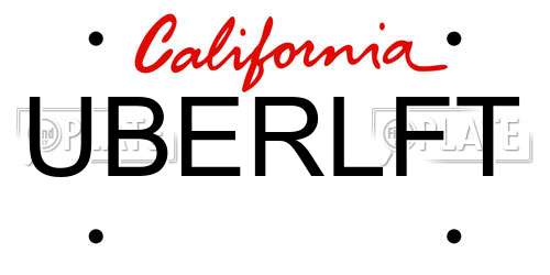 UBERLFT California License Plate