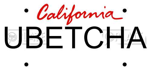 UBETCHA California License Plate