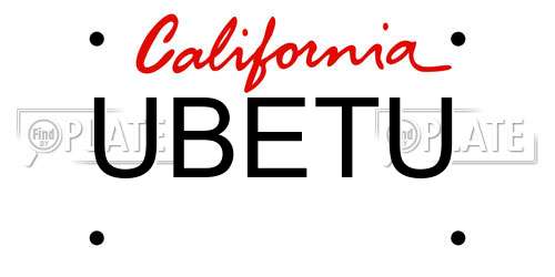 UBETU California License Plate