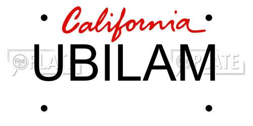 UBILAM California License Plate