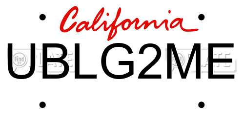 UBLG2ME California License Plate