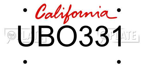 UBO331 California License Plate