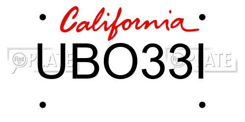 UBO33I California License Plate