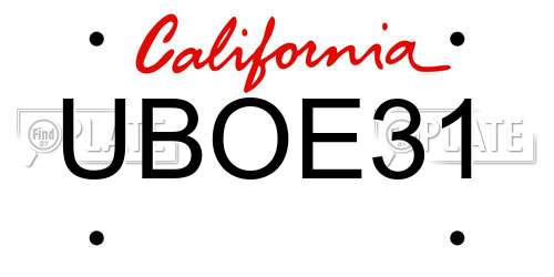 UBOE31 California License Plate